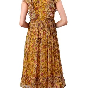 Janasya Midi Dress Mustard Color