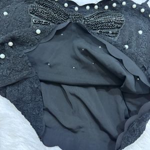 Imported Pinterest Black Padded Bow Cami Top