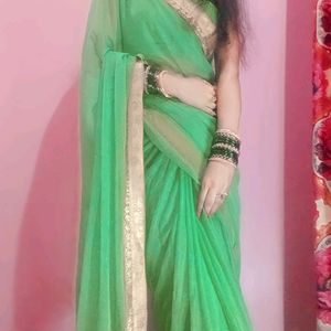 Green 💚 Saree With Blouse