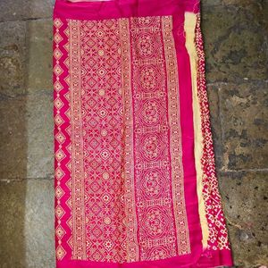 Khadi Silk Ajarakh Printed Saree