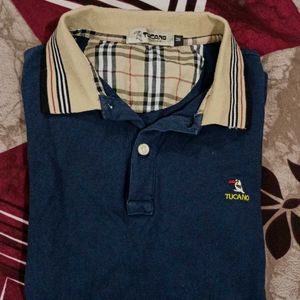 A Navy Blue Collared T-shirt