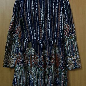 Navy blue Chic boho Printed Dress