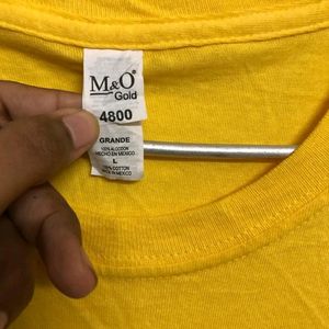 M & O Gold Yellow Cotton T Shirt