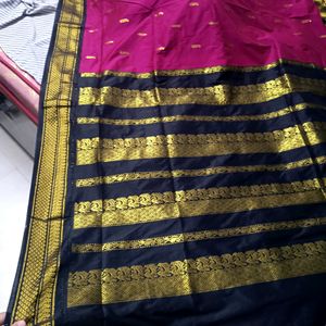 New Gadhwal Cotton Saree With Korvai Border