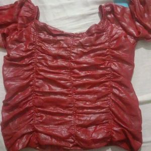 A Vine Red Beautiful Cool Fabric Shiny Top .