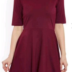 Maroon Flared And Fit Dress