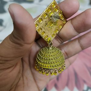 Beautiful Yellow Triangle Jhumkas