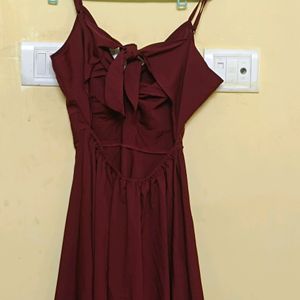 Maroon Fit And Flare Dress