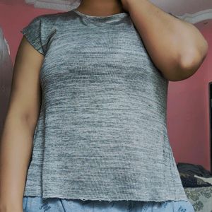 Grey Colour Shine Half Tshirt..,No Sew Fashio