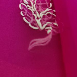 Handmade Chikankaari Suit In Pink/Magenta Colour With Inner