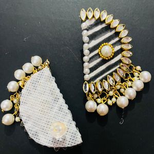 Fancy Fabric Black & White Earrings