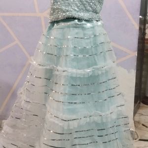 Beautiful Sky Blue Lehenga Choli With Dupatta