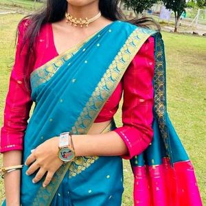 Beautiful Peacock Green Saree 🦚♥️