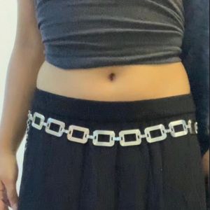 y2k silver waist chain belt