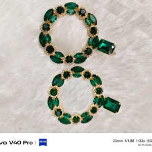 Long Emerald Green Diamond Earrings