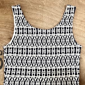 H&M Navy Blue and White Pattern Mini Dress