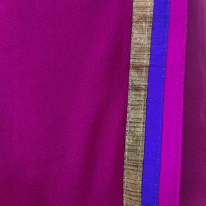 Saree With Velvet Embroidery And Zari Patch Pallu