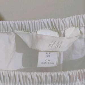 H&M Puff Sleeves White Square neck Top