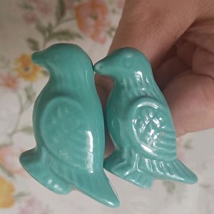 Chidiya Teal Drawer Pulls in Ceramic(Set Of 2)