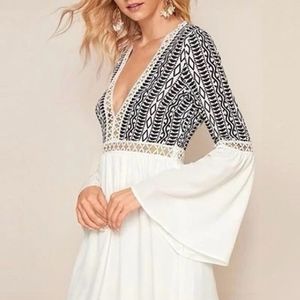 SHEIN Bell Sleeves Flared Dress