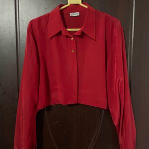 Maroon Cropped Collar Shirt