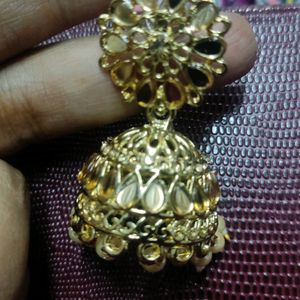 Golden Kundan Jhumka