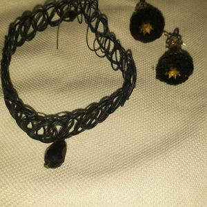 Combo Choker Style Neckband And Black Earings Free