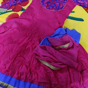 Pink And Blue Anarkali