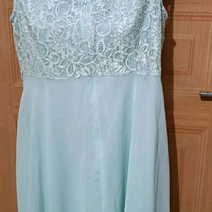 Light Sky Blue Lace and Chiffon Party  Dress.