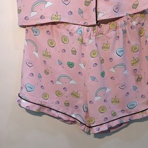 Pink Shorts Night Suit