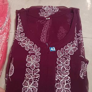 georgette kurti with cotton slip