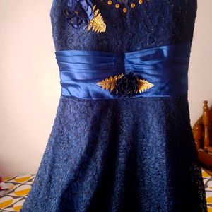 Embellished Slim-Fit Gown For Girls Navy 9-14 Year