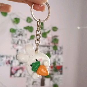 Cute Bunny Handmade Polymer Keychain