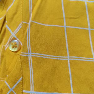 Yellow Cotton Casual Shirt