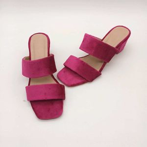 Magenta Velvet Block Heels 2 Inches.