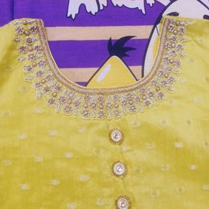 Partywear GreenKurta Dupatta & Laggins