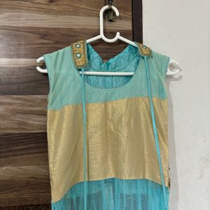 Indo-western Crop Top With Flaired Skirt