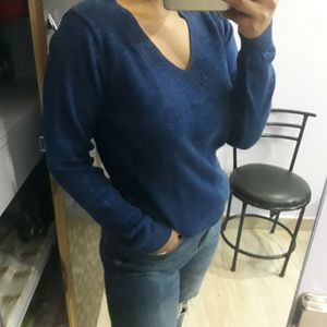 Madame Blue Thin Glittery Sweater