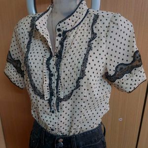 Lacy Polka Dot Button Tops