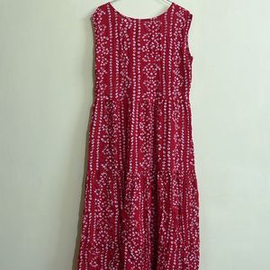 Red bandini Cotton Maxi Dress