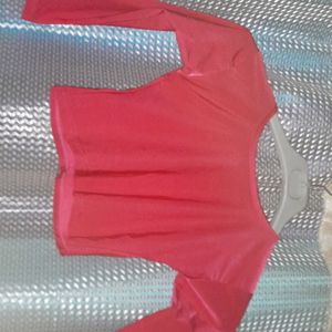 Round Neck Strechable Pink Crop-top/blouse