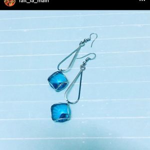 Silver And Blue Crystal Earrings