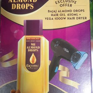 Bajaj Almond Oil 650ml + Vega Hair Dryer
