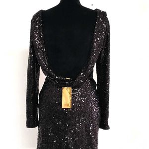 H&M Black Sequined Deep Backles Party Dress