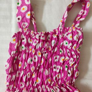 New Pink Sleevless Frock For 3 To 6 Months