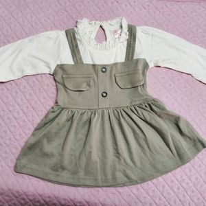 Ash & White Cute Half Frock For Babies