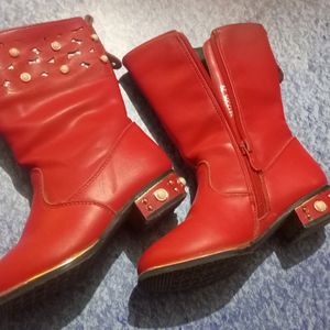 Girls Kids Long Leather Boots