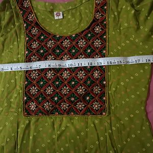 Kurti Embroidery Lime Green