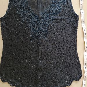 Perfect, Heavy Beadwork Black Top