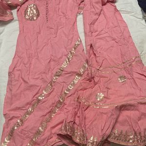 Pink Full Sey Kurta And Flare Pants